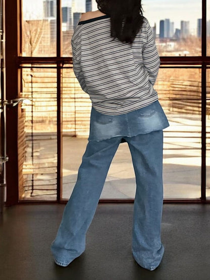 Damage crash skirt ドッキングデニム