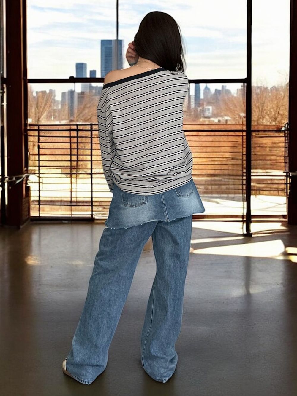 Damage crash skirt ドッキングデニム