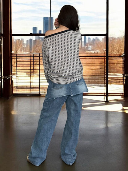 Damage crash skirt ドッキングデニム