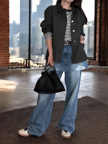 Damage crash skirt ドッキングデニム