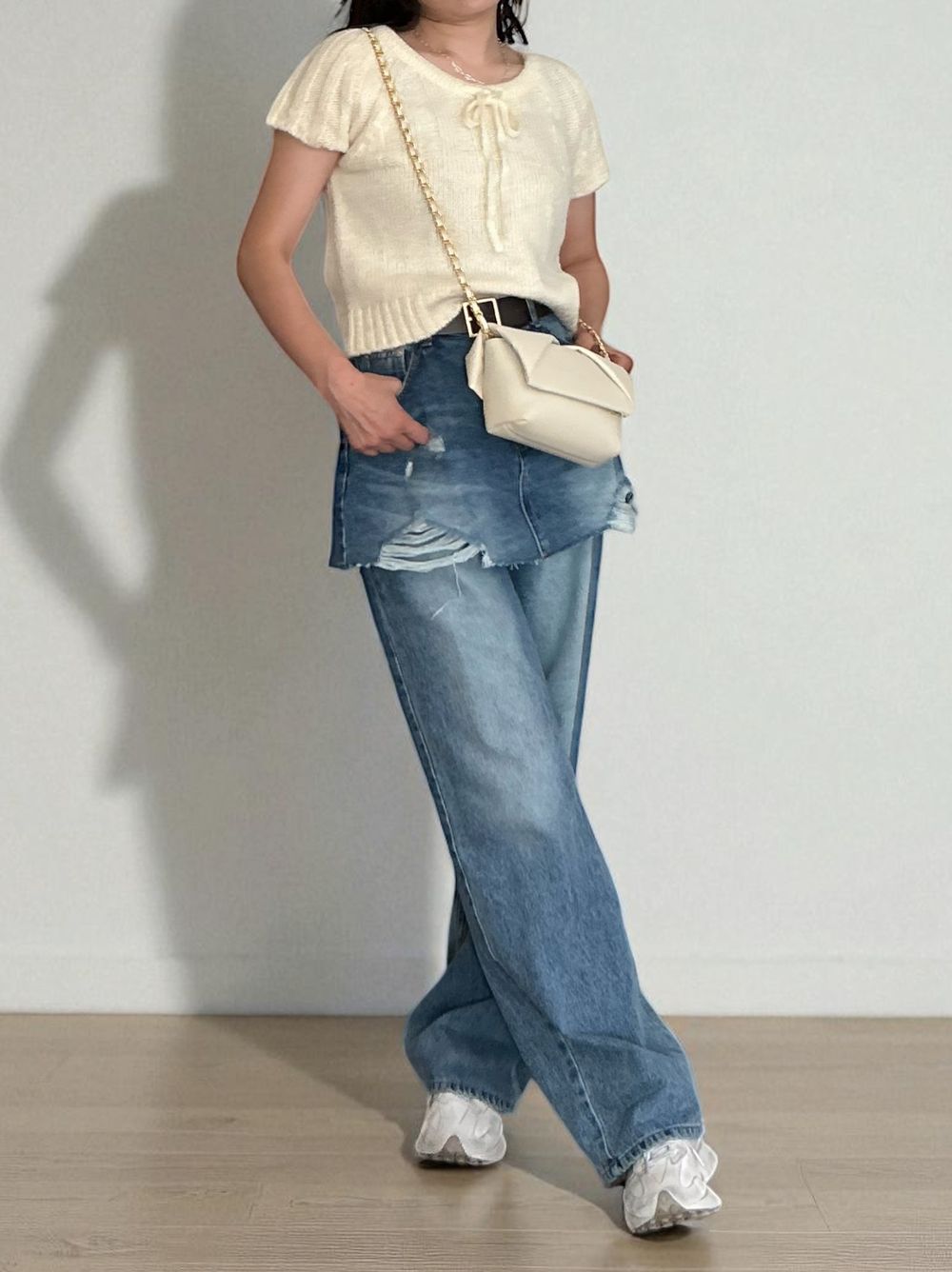 Damage crash skirt ドッキングデニム