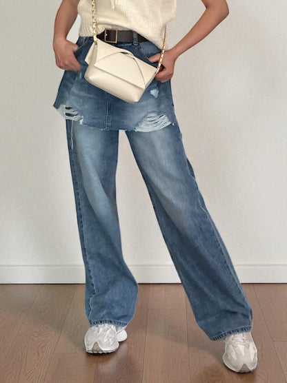 Damage crash skirt ドッキングデニム