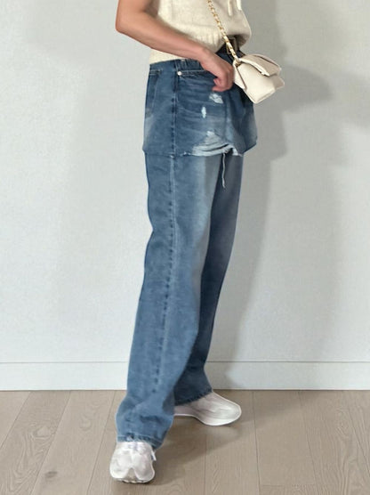 Damage crash skirt ドッキングデニム