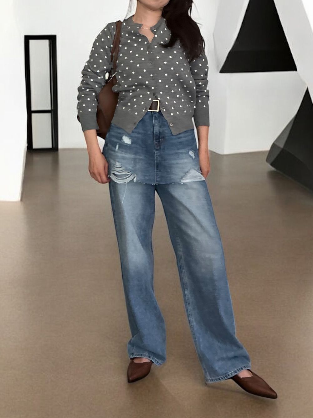 Damage crash skirt ドッキングデニム