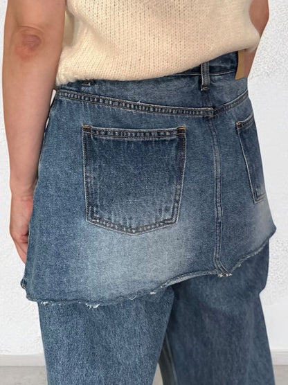 Damage crash skirt ドッキングデニム