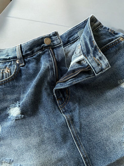 Damage crash skirt ドッキングデニム