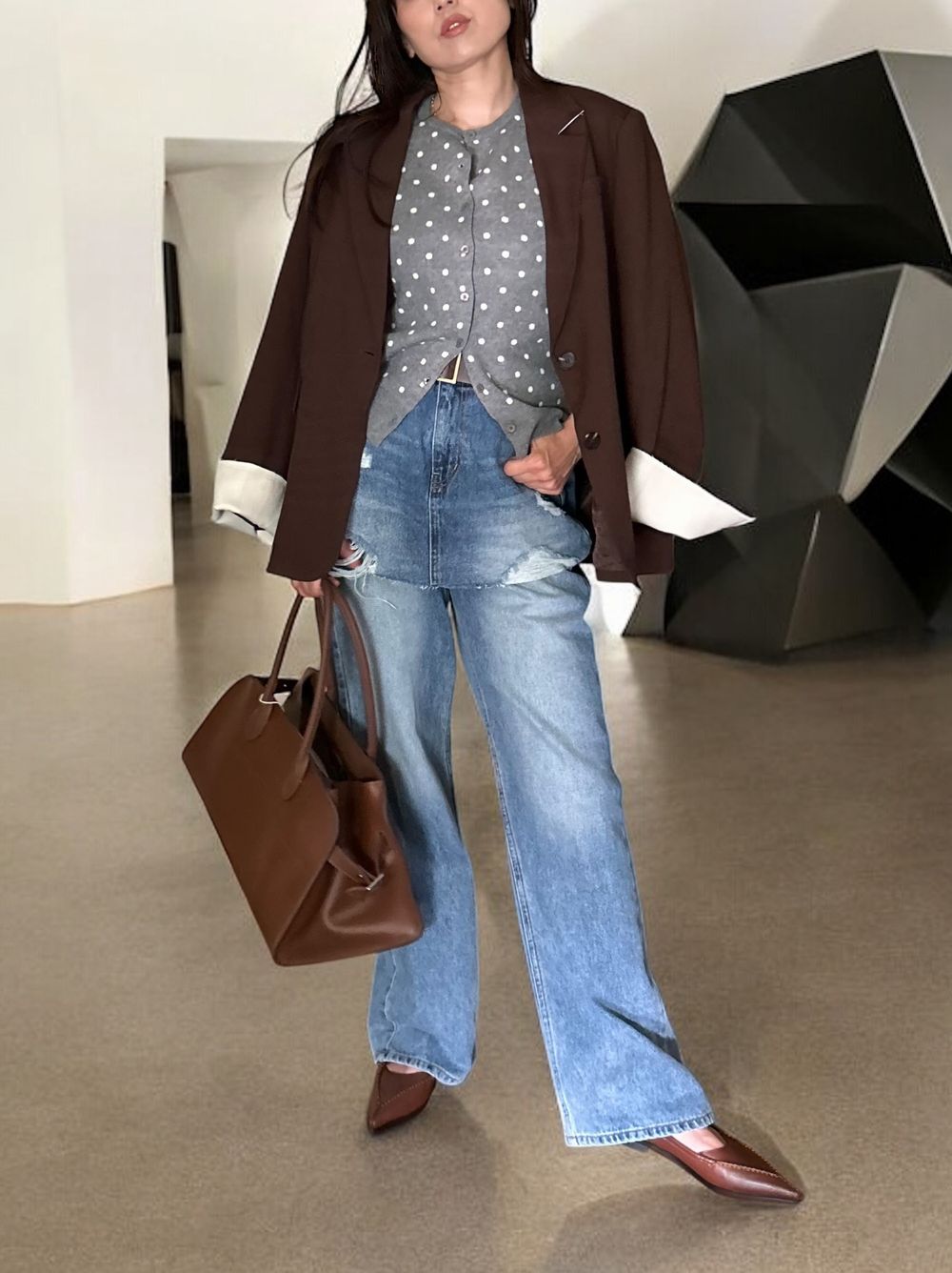 Damage crash skirt ドッキングデニム