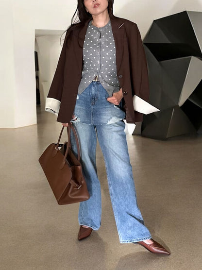 Damage crash skirt ドッキングデニム