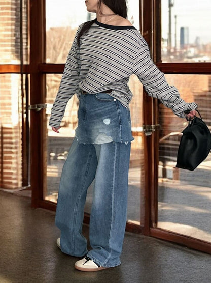 Damage crash skirt ドッキングデニム