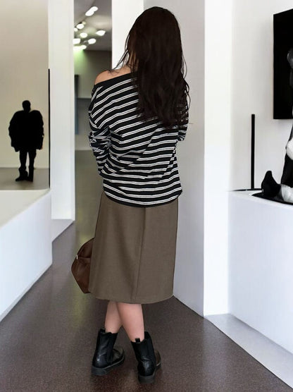 Side slit ミディプリーツスカート