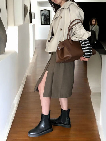 Side slit ミディプリーツスカート