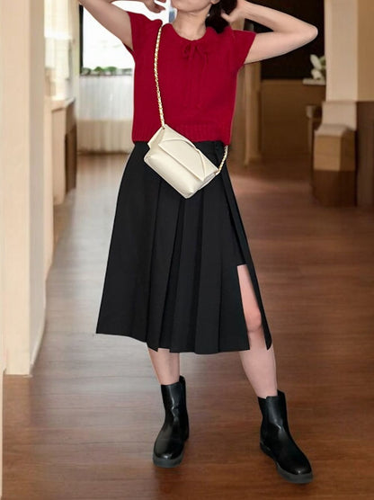 Side slit ミディプリーツスカート
