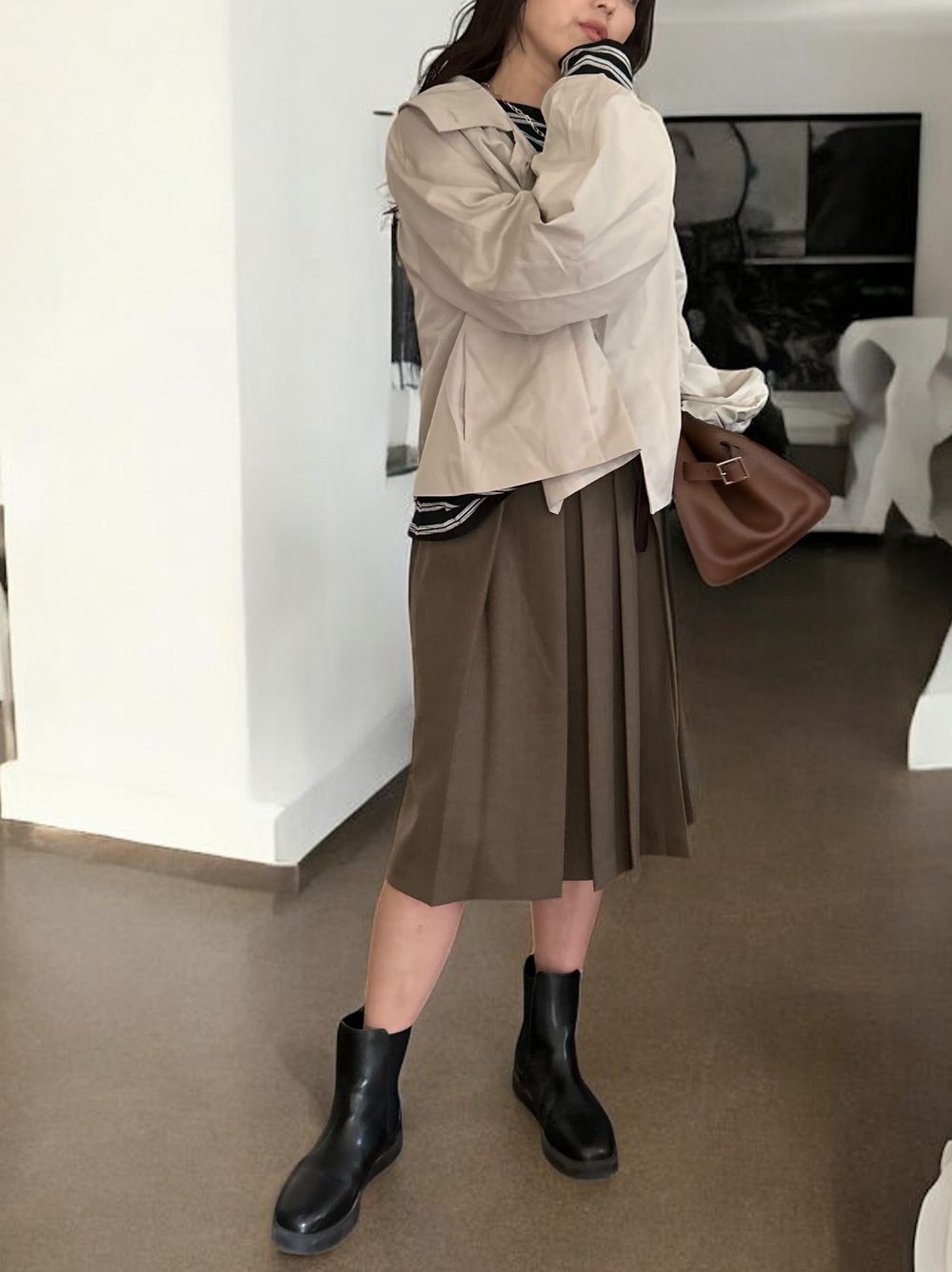 Side slit ミディプリーツスカート