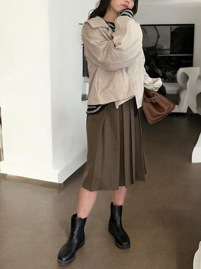 Side slit ミディプリーツスカート