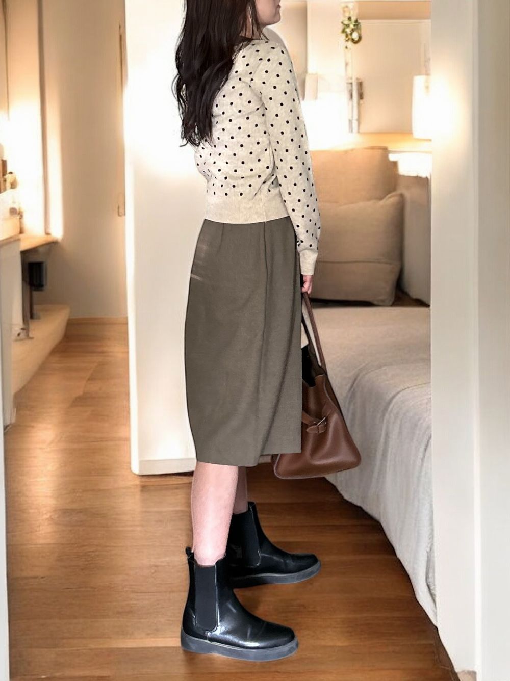 Side slit ミディプリーツスカート