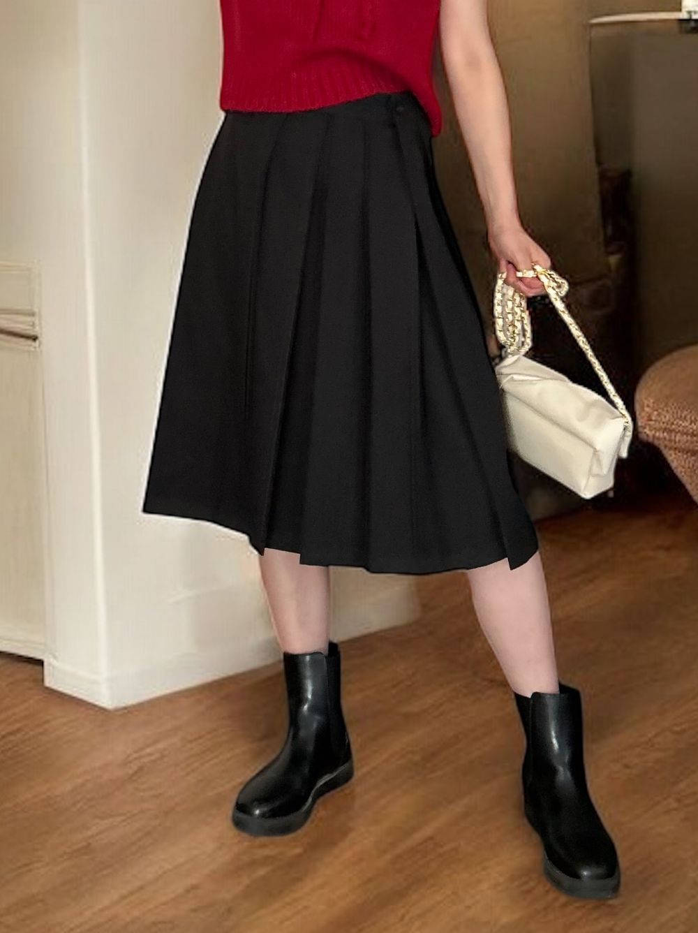 Side slit ミディプリーツスカート