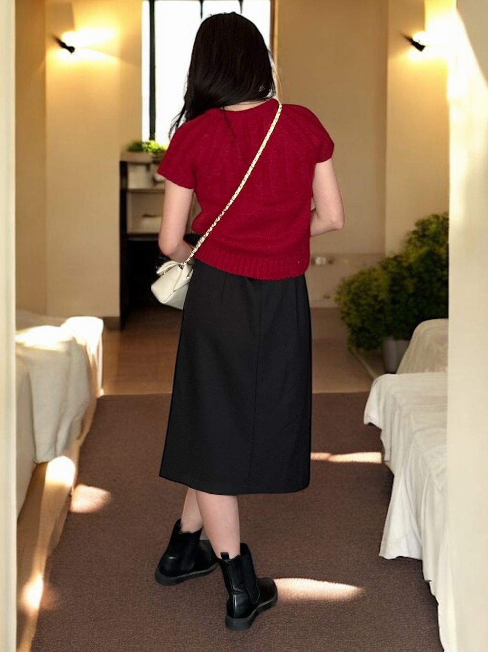 Side slit ミディプリーツスカート