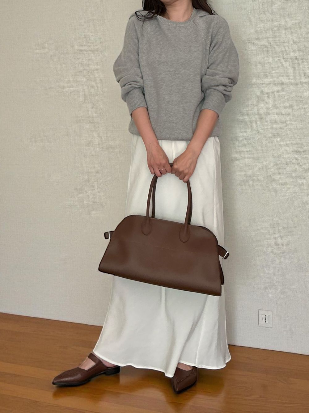 Suede like maxi フレアスカート