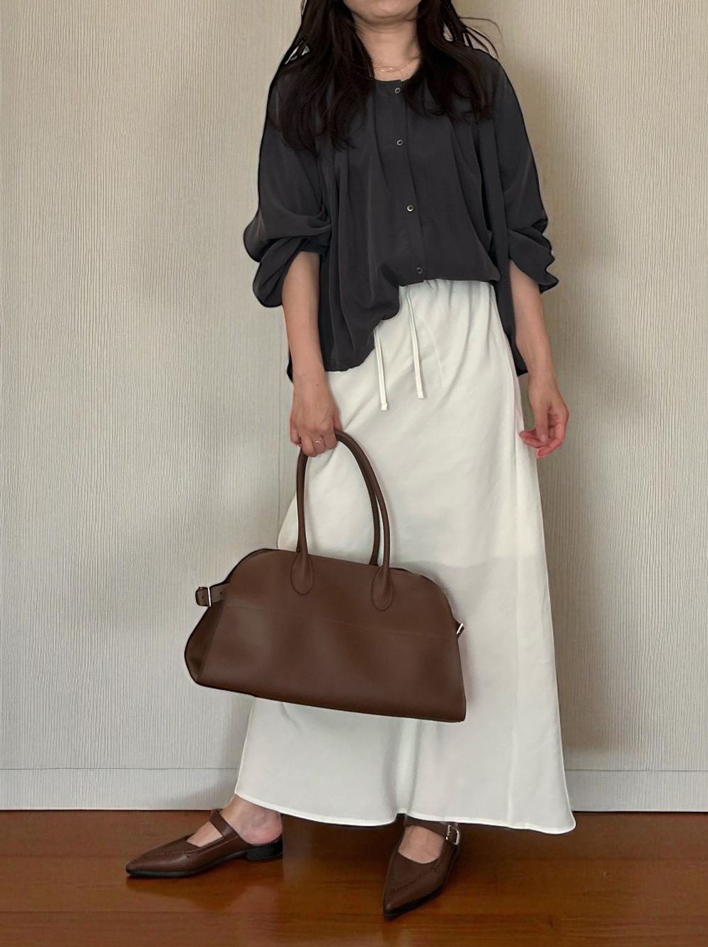 Suede like maxi フレアスカート