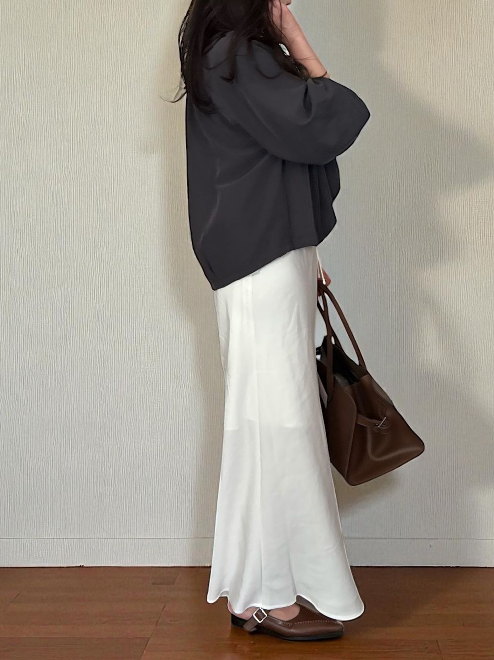 Suede like maxi フレアスカート