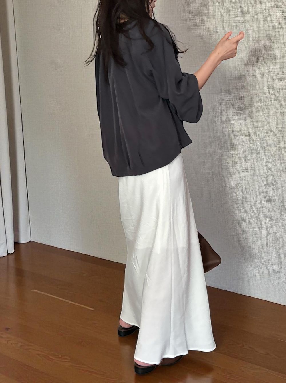 Suede like maxi フレアスカート