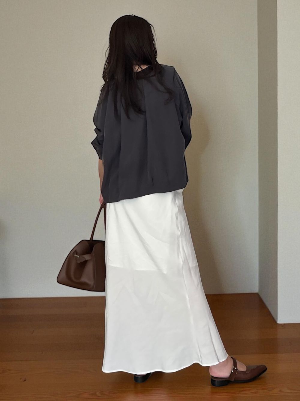 Suede like maxi フレアスカート