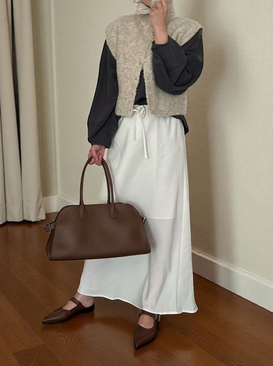 Suede like maxi フレアスカート