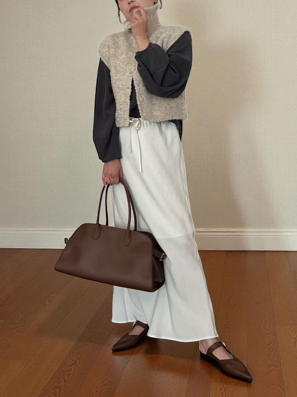 Suede like maxi フレアスカート