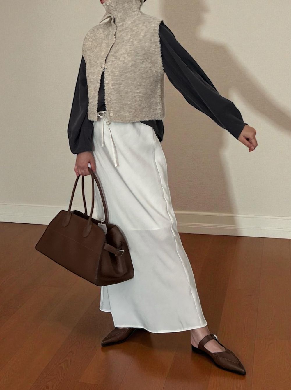 Suede like maxi フレアスカート