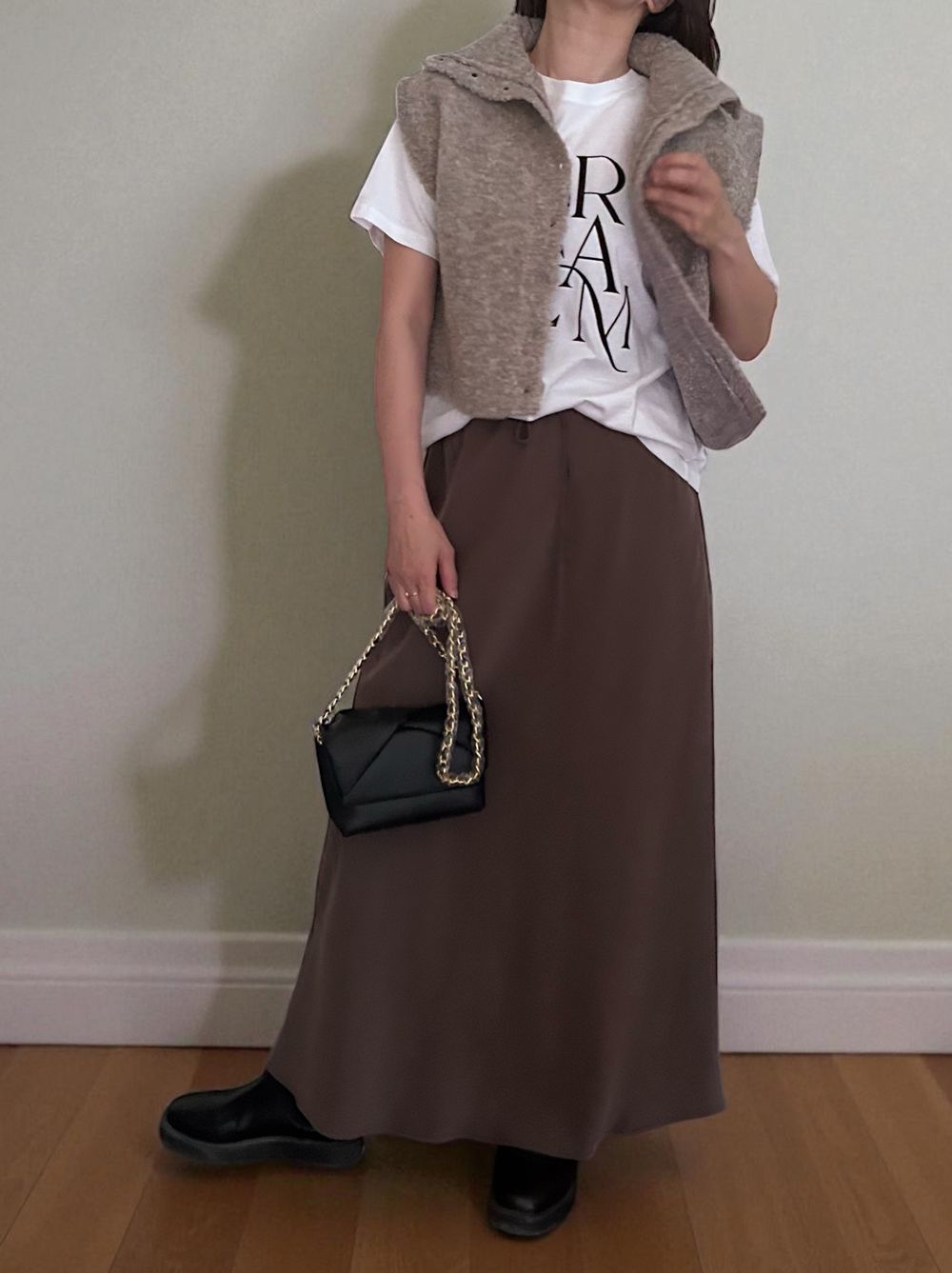 Suede like maxi フレアスカート