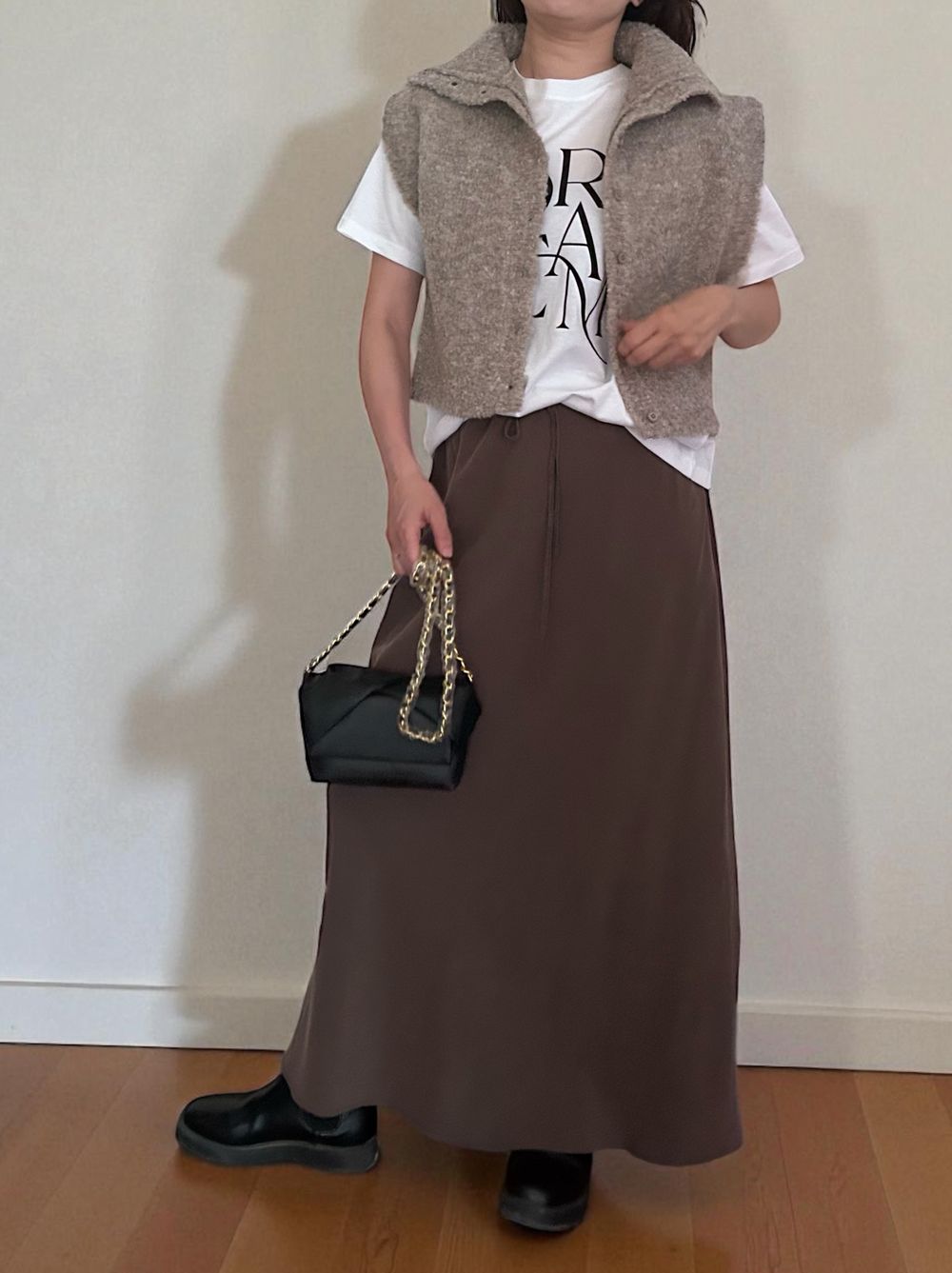 Suede like maxi フレアスカート