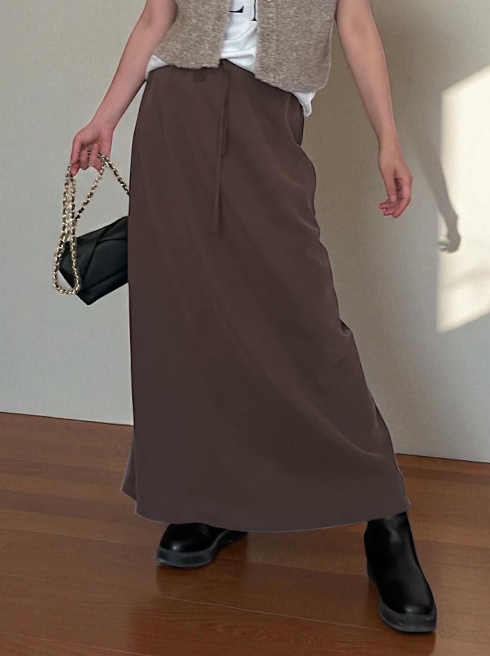 Suede like maxi フレアスカート