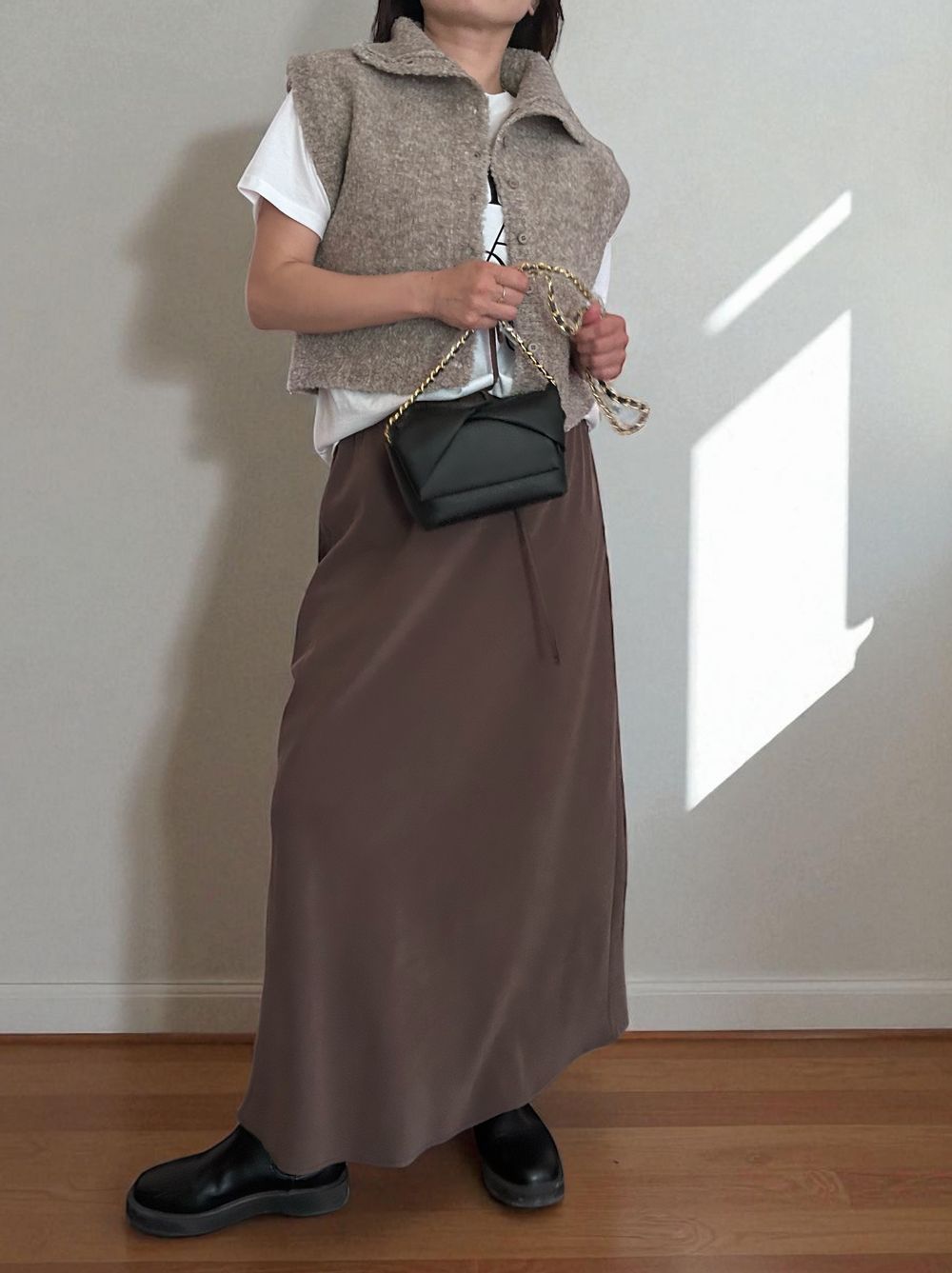 Suede like maxi フレアスカート