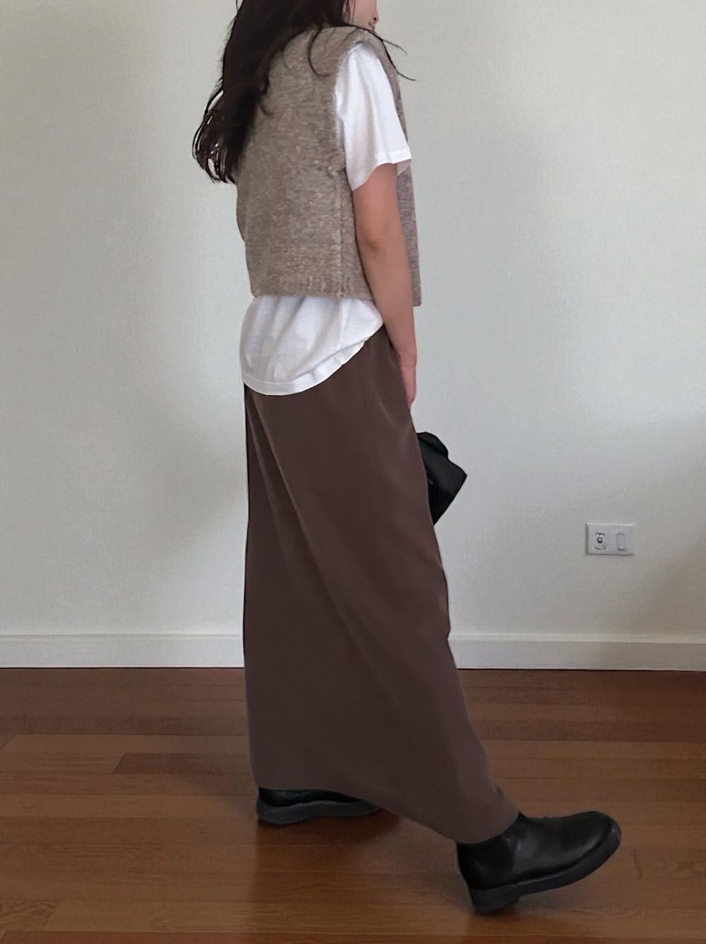 Suede like maxi フレアスカート