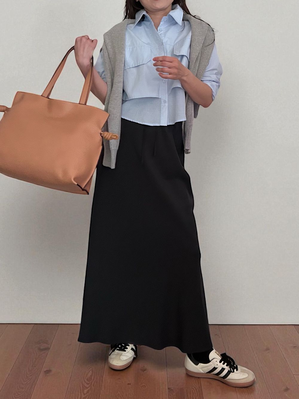 Suede like maxi フレアスカート