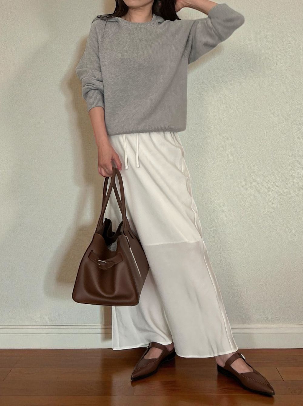 Suede like maxi フレアスカート