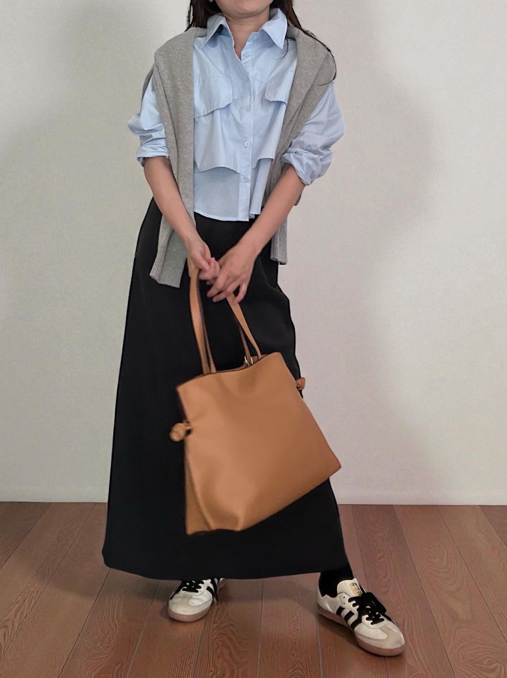 Suede like maxi フレアスカート