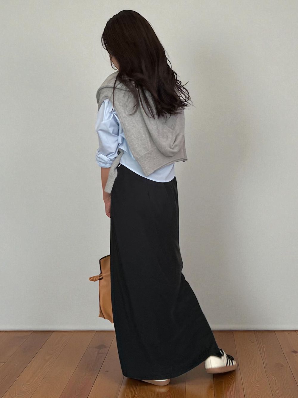 Suede like maxi フレアスカート