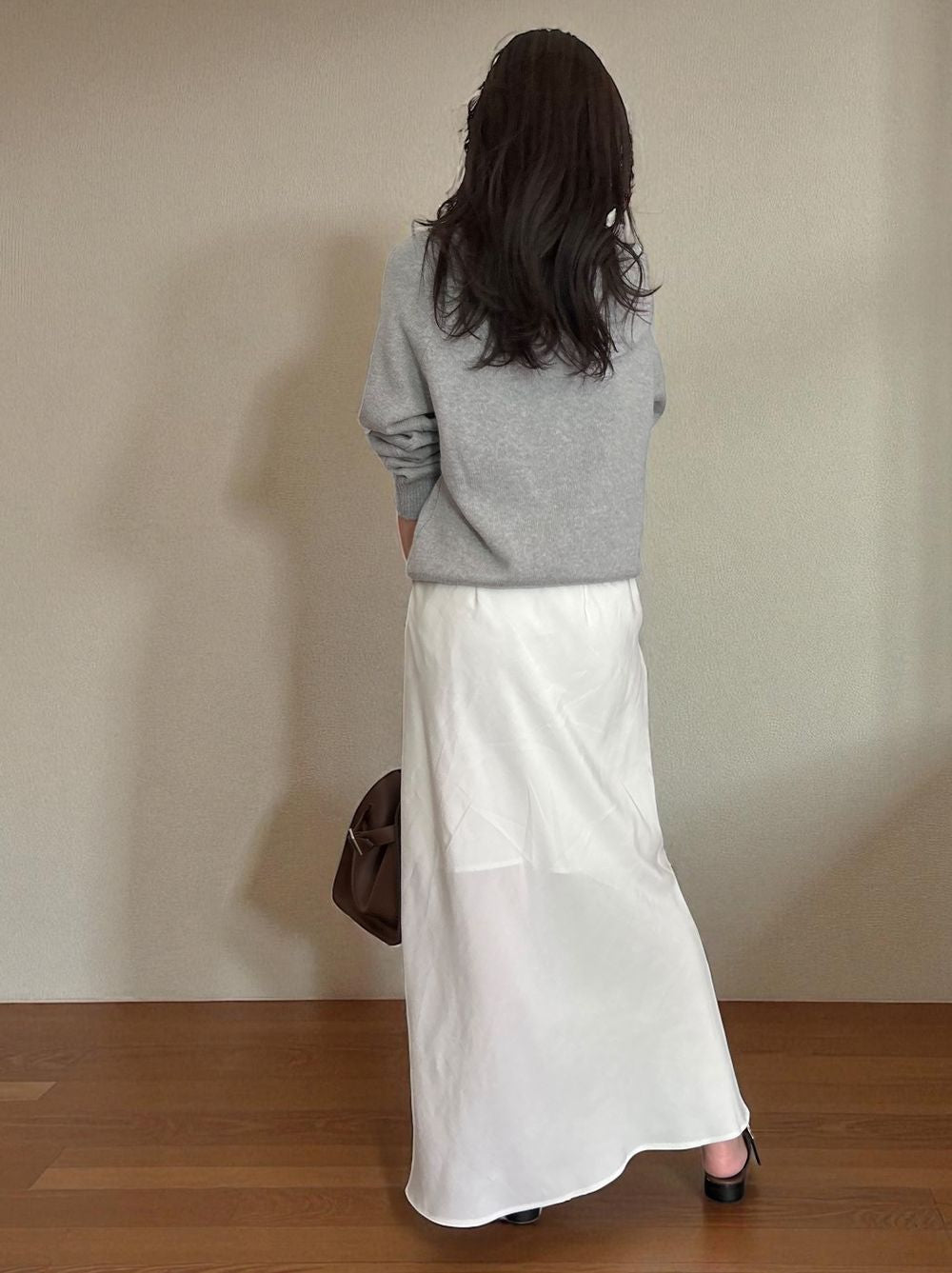 Suede like maxi フレアスカート