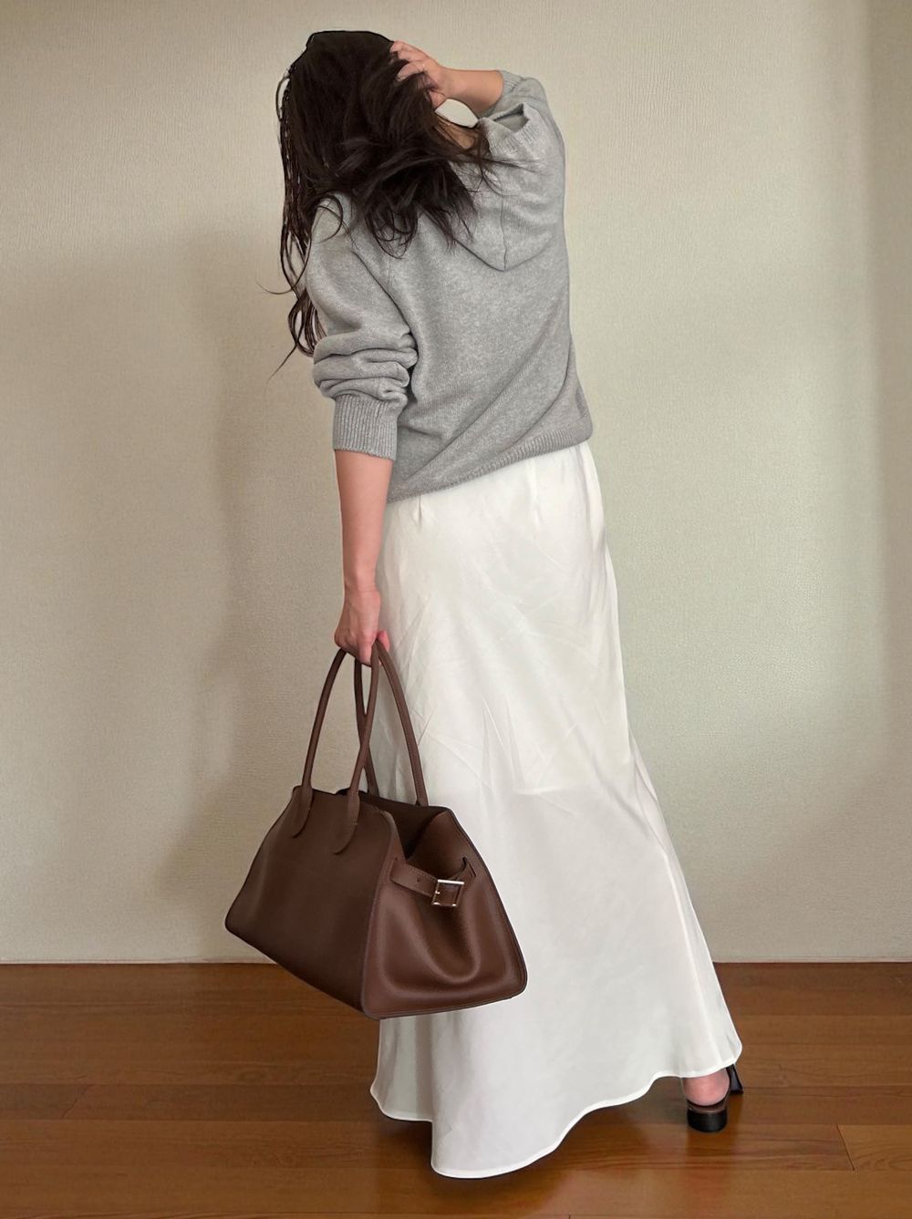 Suede like maxi フレアスカート