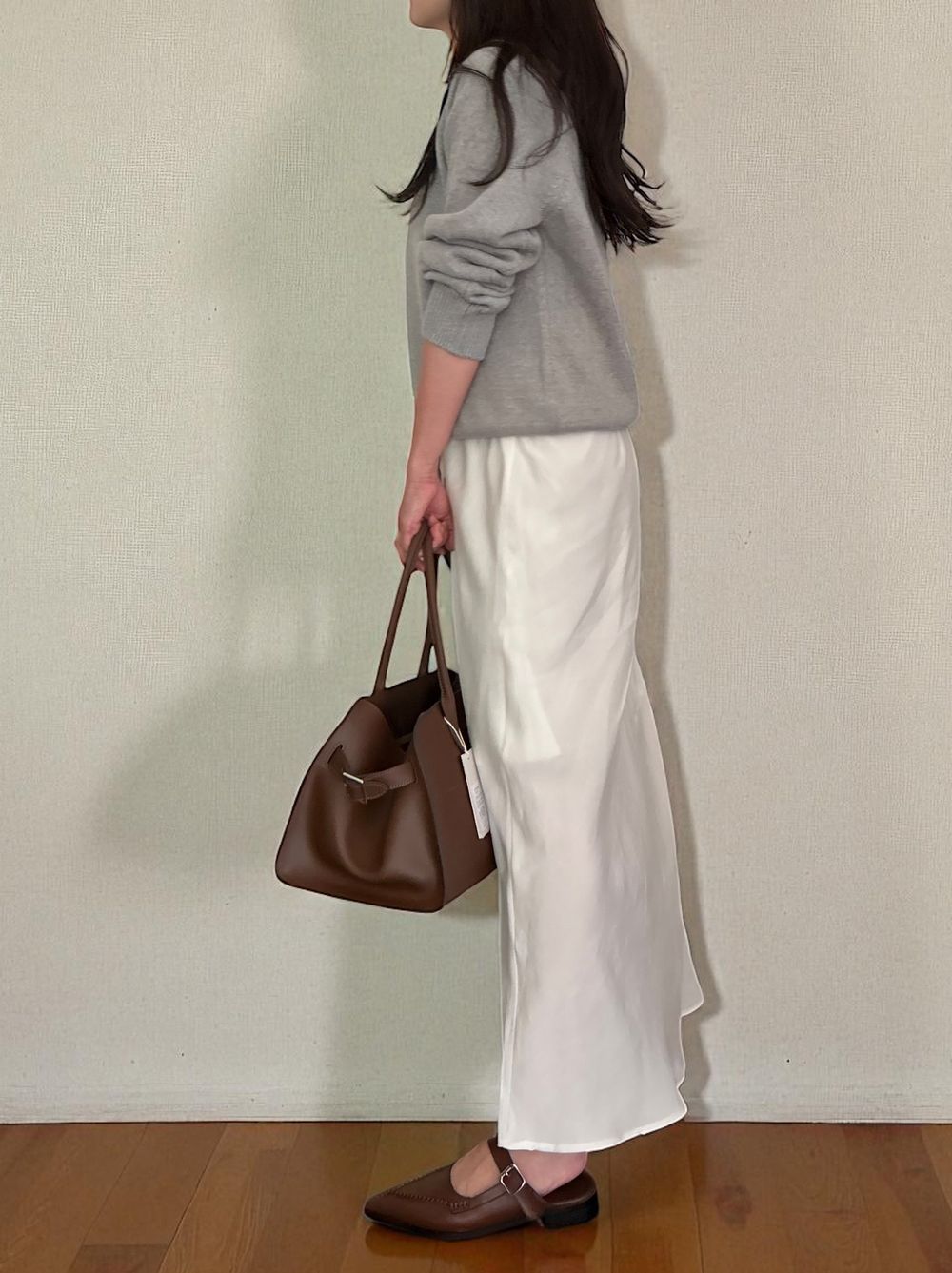 Suede like maxi フレアスカート