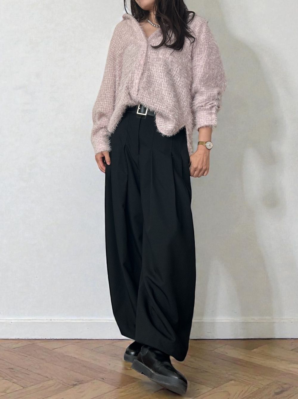 Hem drawstring タックボリュームパンツ