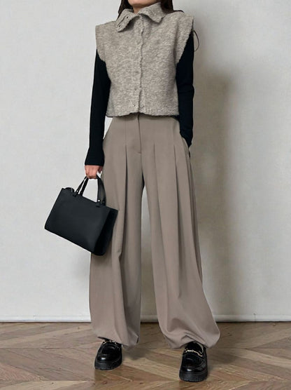 Hem drawstring タックボリュームパンツ