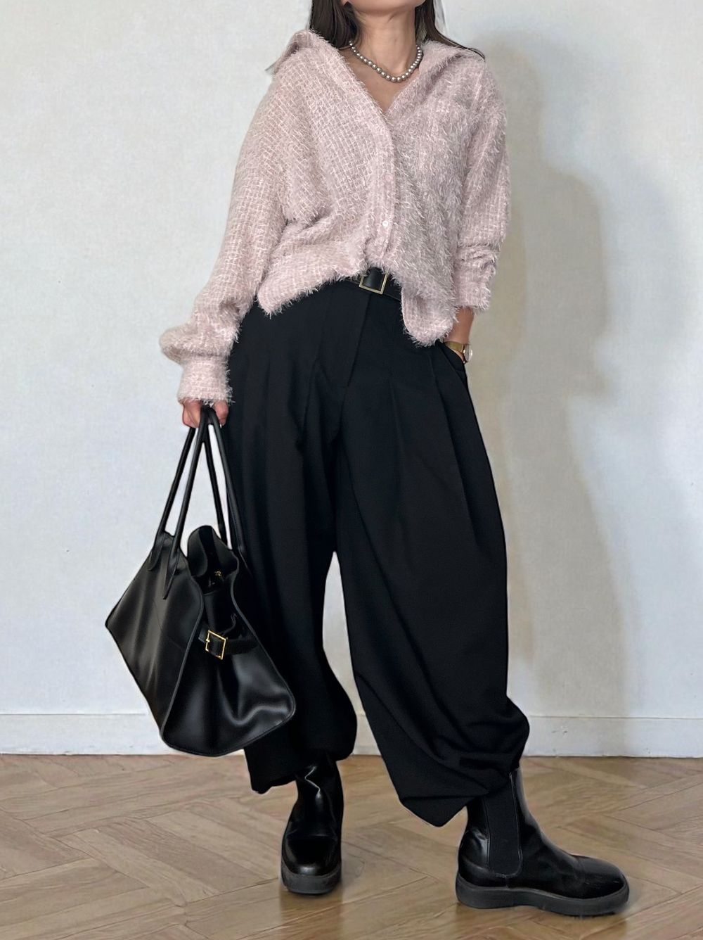 Hem drawstring タックボリュームパンツ