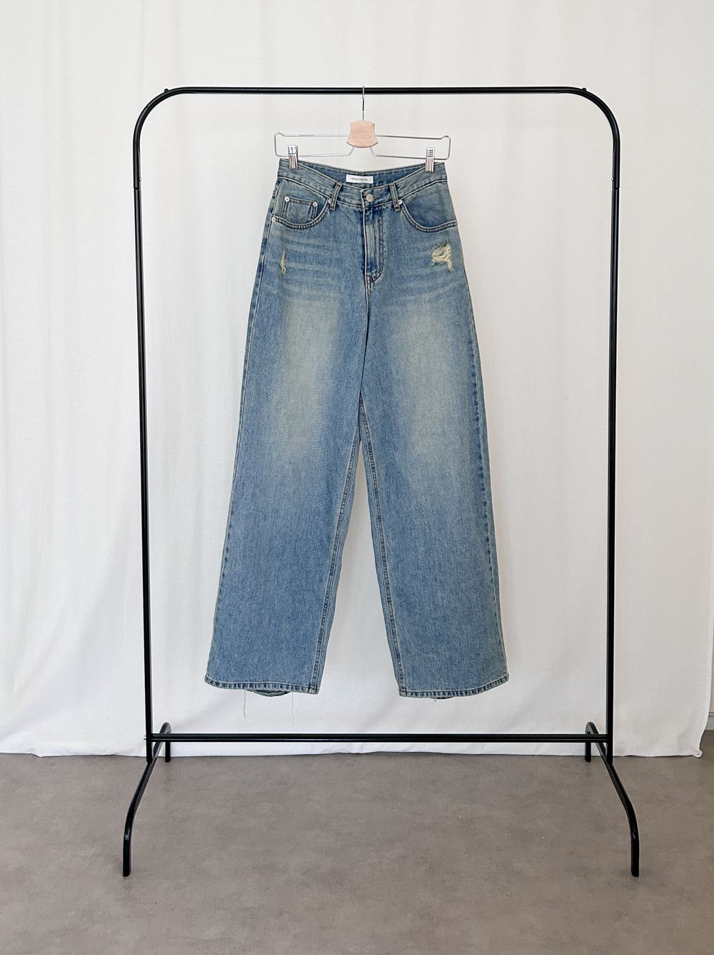 Crush damege ワイドストレートデニム