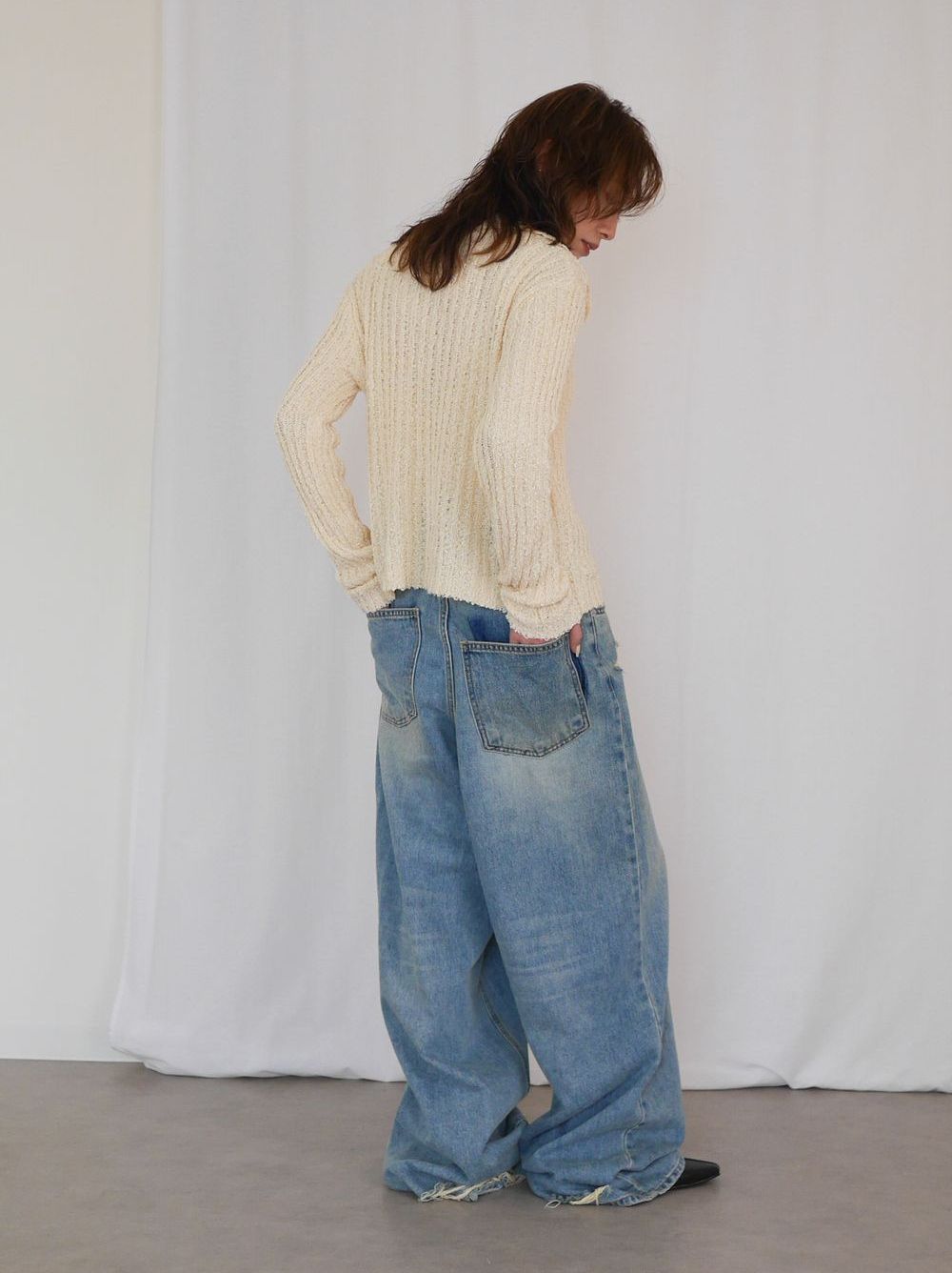 Crush damege ワイドストレートデニム