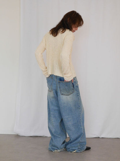 Crush damege ワイドストレートデニム