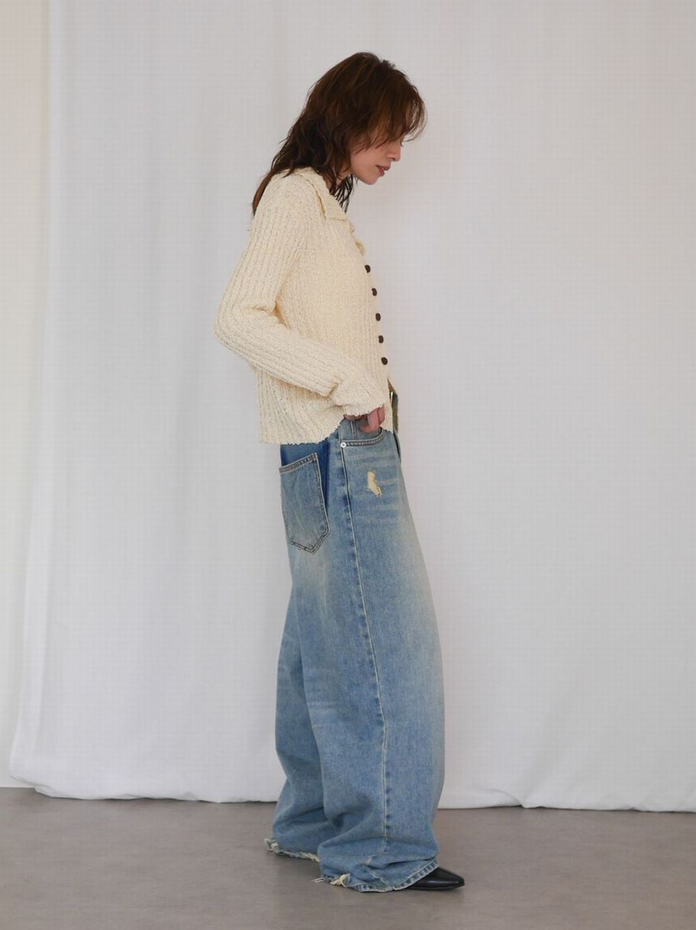 Crush damege ワイドストレートデニム