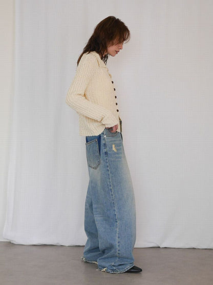 Crush damege ワイドストレートデニム