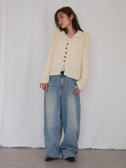 Crush damege ワイドストレートデニム